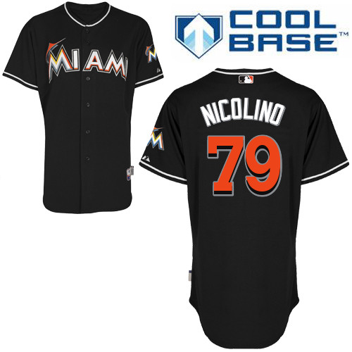 Justin Nicolino #79 Youth Baseball Jersey-Miami Marlins Authentic Alternate 2 Black Cool Base MLB Jersey